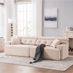 VASIP 4-Seater Combined Modular Sofa, Chenille Fabric ,Full Sponge Compression Couch with 2 Pillows  for Living Room, Apartment,Dark Gray - 1 of 4