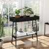 Bamboo and wood table with metal legs, suitable for storing items, plant flower racks - 4 of 4