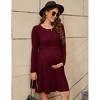 Maternity Sweater Dress Round Neck Long Sleeve Ribbed Knit Midi Dress Baby Shower Photoshoot - 2 of 4