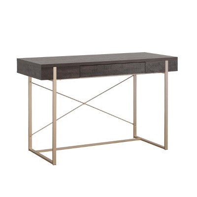 INFURNIC Writing Desk Compact Modern Desk with Hidden Keyboard Tray and Sturdy Construction for Home Office, Brown, 47.24"*20"*30"
