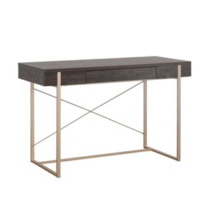 INFURNIC Writing Desk Compact Modern Desk with Hidden Keyboard Tray and Sturdy Construction for Home Office, Brown, 47.24"*20"*30" - 1 of 4