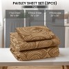 4 Piece Bed Sheets Printed Microfiber Sheet Set Ultra Soft, Easy Care Paisley Printed Sheets - Lux Decor Collection - 2 of 4