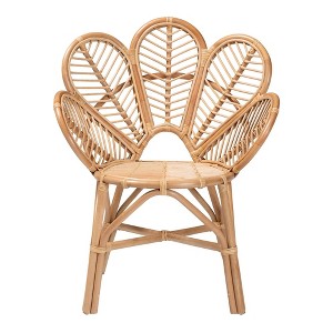 bali & pari Eliava Natural Rattan Flower Accent Chair Natural Brown: Indoor Wicker, No Assembly Required - 1 of 4