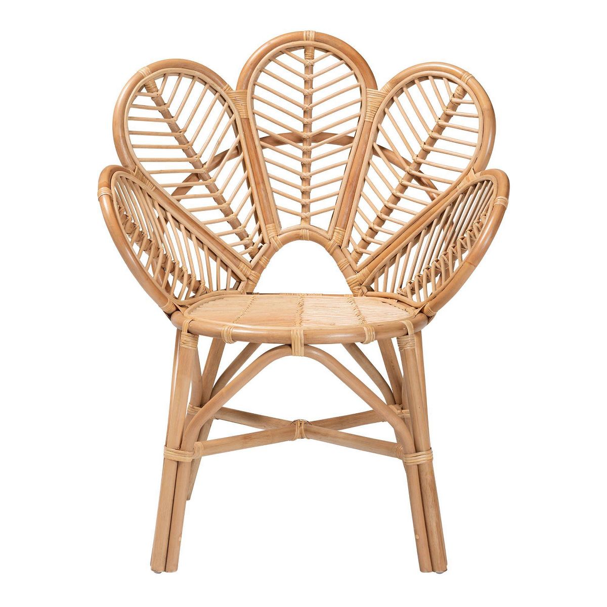 bali & pari Eliava Natural Rattan Flower Accent Chair Natural Brown: Indoor Wicker, No Assembly Required - thumbnail 3