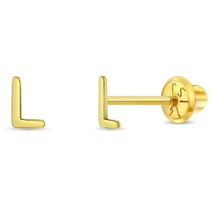 Girls' Itsy Bitsy Initial Letter Screw Back 14k Gold Earrings - In Season Jewelry - 1 of 4