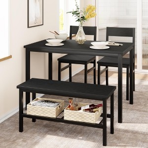 Dining Table Set for 4, Modern Kitchen Table with 2 Chairs and Bench for Small Space - 1 of 4