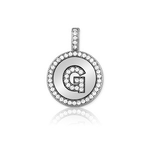 Bella Silver Sterling Silver Micro Pave Circle 18" Pendant Necklace - Available Colors: Silver, Gold - 1 of 2