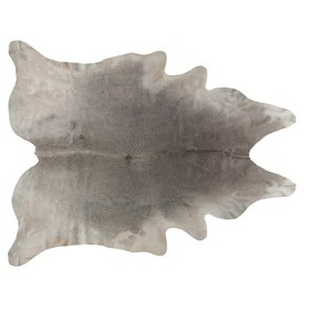 HomeRoots 6' X 7' White and Gray Cowhide Hand Knotted Area Rug - 1 of 4