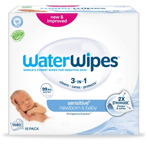 WaterWipes Sensitive+ Newborn & Baby Wipes, 3-In-1 Cleans, Cares, Protects, 99.9% Water, Unscented & Hypoallergenic - 1 of 4