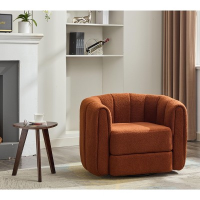 CENGHU Modern Swivel Accent Barrel Chair, Round Armchairs with Upholstered, Comfy Swivel Living Room Chair
