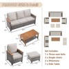 Buenhomino 6-Piece Outdoor Wicker Furniture Set – Sofa, 2 Chairs, 2 Ottomans & Coffee Table with Cushions, Weather-Resistant PE Rattan Patio Set - 4 of 4
