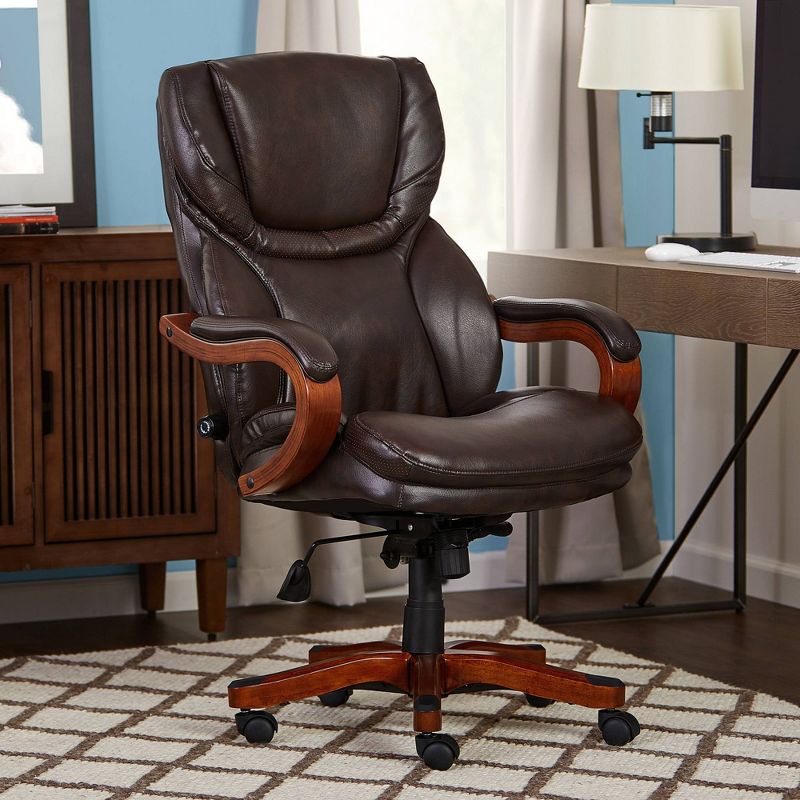Big and Tall Executive Office Chair with Upgraded Wood Accents - Serta, 2 of 18