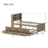 Twin/Full Size Wood Platform Bed with Bookcase Headboard, Trundle and Three Drawers for Kids and Teens, 4W-ModernLuxe - 4 of 4