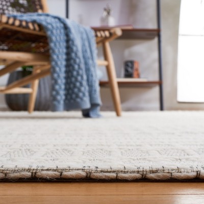 Ivory Beige 36"x5" Handwoven Flatweave Wool Blend Rug