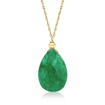 Ross-Simons 5.50 Carat Emerald Pendant Necklace in 10kt Yellow Gold Size 18