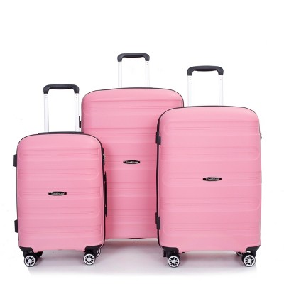 FURNIinspire Bag and Luggage Sets Stylish Hard Shell Suitcase Set 3 Piece Travel Luggage with Spinner Wheels for Family, Pink, 19.29"*11.42"*29.53"