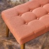 Sapphtopaz Mid-Century Tufted Ottoman Bench, Upholstered Fabric Accent Stool with Rubberwood Legs, Entryway Benches, Stylish Footrest - 3 of 4