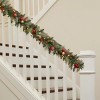 9FT Pre-Lit Decorated Garland 90 Warm White LED Lights Red/Gold Accents - 2 of 4