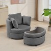 Hyleory Corduroy 360 degree swivel chair, Accent Chair with Ottoman Set, Mid Century Modern Barrel Armchair, Upholstered Club Tub Round Arms Chair - 2 of 4