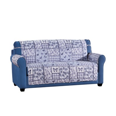 Collections Etc Butterfly Patchwork Furniture Protector Loveseat Blue