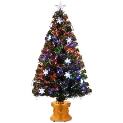 National Tree Company 4 ft Fiber Optic Fireworks Tree with Snowflakes