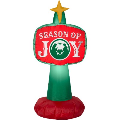 Gemmy Christmas Airblown Inflatable Outdoor Season of Joy Sign, 3.5 ft Tall, Red