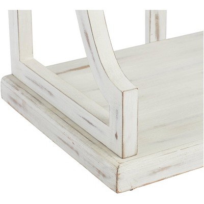 Antique White 64" Wood Console Table with Storage Shelves