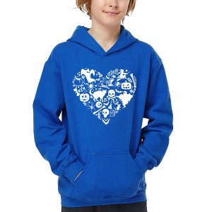 LA Pop Art Halloween Heart - Boy's Word Art Hooded Sweatshirt - 1 of 4