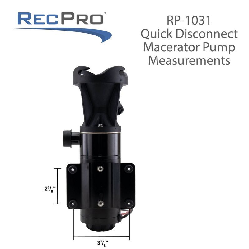 RecPro 12 Volt RV Macerator Pump, Portable 12GPM Sewage Waste Grinder Dump Pump with Flexible Impeller for RVs, Motorhomes, and Campers, 3 of 8