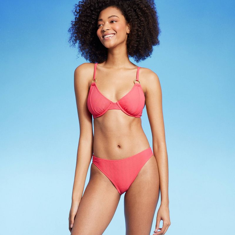 Women's Jacquard Cheeky Bikini Bottom - Shade & Shore™ Neon Pink, 4 of 7