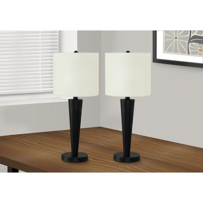 Monarch Specialties Lighting Set Of 2 24inchH Table Lamp Usb Port Included Black Metal Ivory / Cream Shade Contemporary