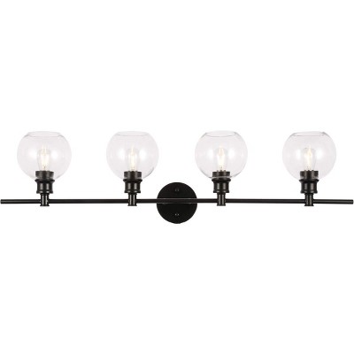 Elegant Lighting Collier 4 light Black and Clear glass Wall sconce