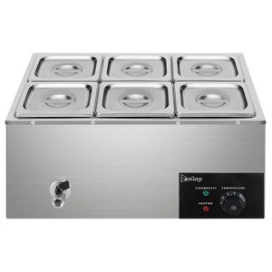Winado 19.2 qt. Stainless Steel Buffet Server with 6-Crocks - 1 of 4