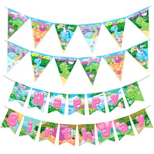 Treasures Gifted Girl Dinosaur Banner & Pennants Kit - Girl Dinosaur Party Supplies - 1 of 1
