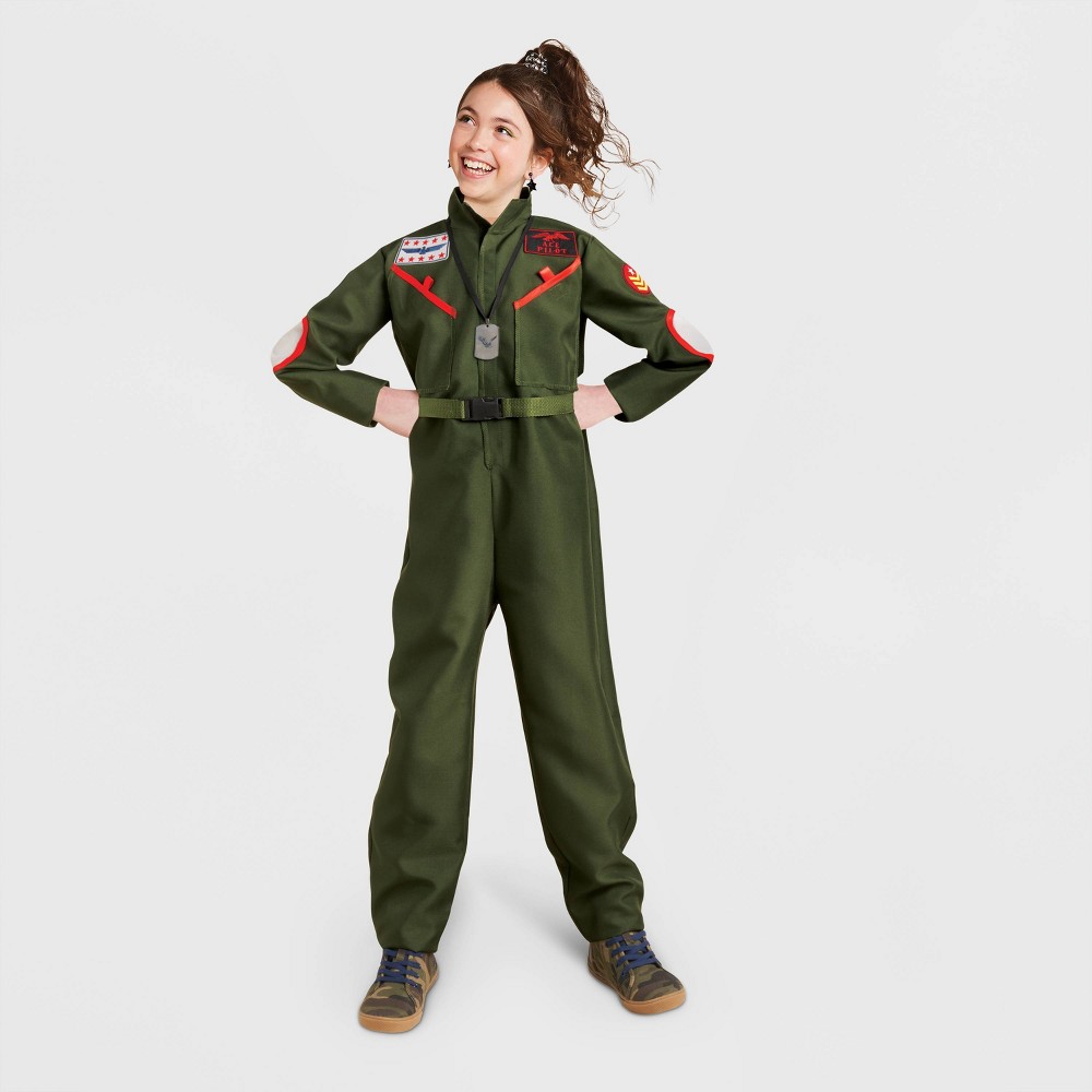 Kids' Fighter Pilot Halloween Costume Jumpsuit with Dog Tag L - Hyde & EEK! Boutique™