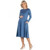 Maternity Midi Length Fit N Flare Pocket Dress - 24seven Comfort Apparel™ - 2 of 4