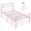Metal Twin Bed Frame for Girls/Boys, Twin Size Platform Bed Frame with Iron-Art Sweet Heart, Under Bed Storage, Easy Assembly - 2 of 4