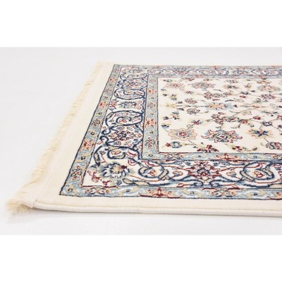 Ivory Floral Synthetic Runner Rug with Persian Motif