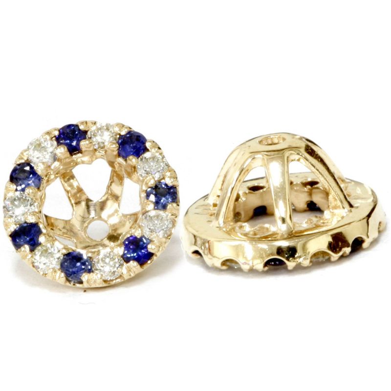 Pompeii3 VS 5/8ct Blue Sapphire & Diamond Earring Jackets 14k Yellow Gold (4-5mm), 2 of 4