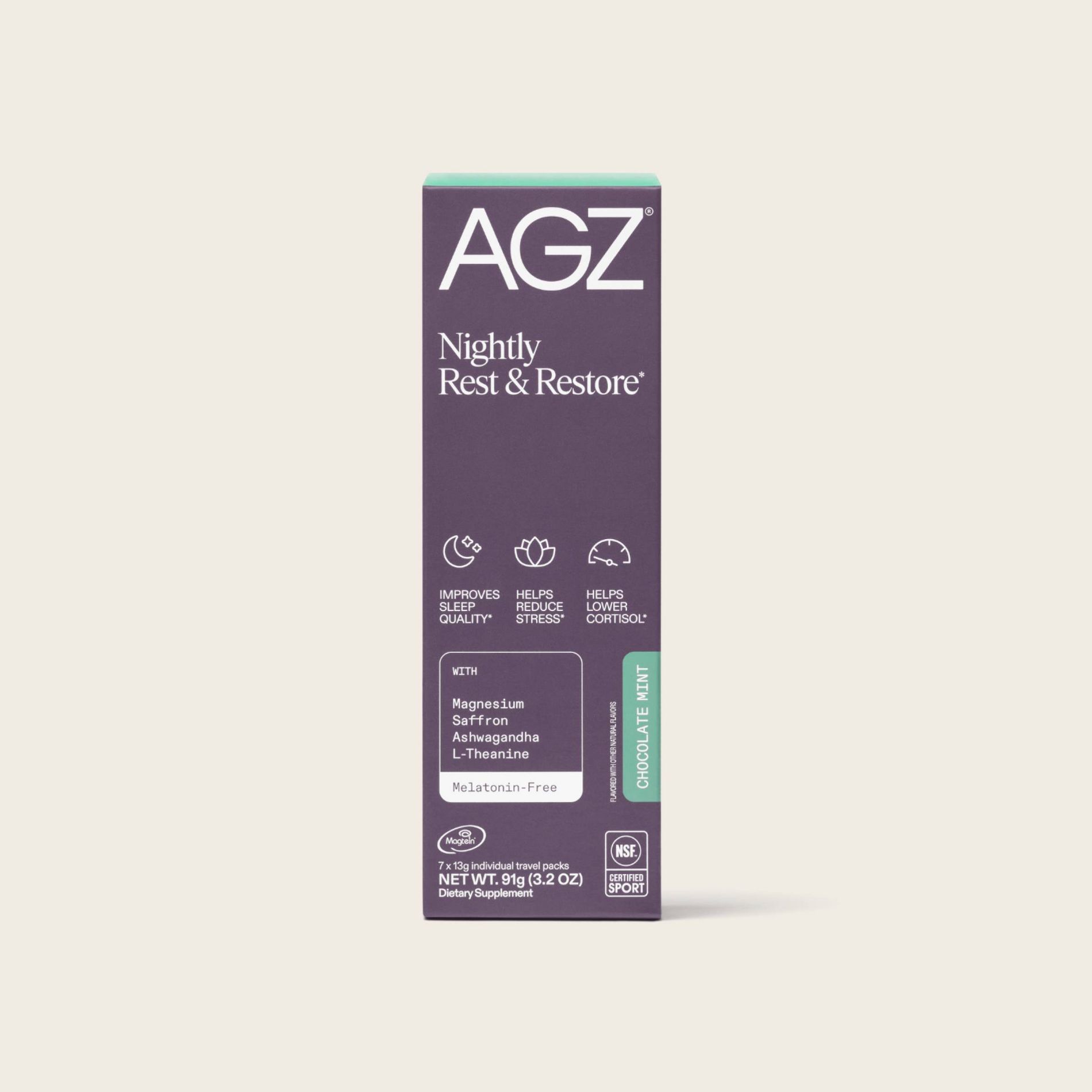 AG1 AGZ Nightly Rest & Restore Sleep Supplement - Chocolate Mint - 7ct: Powder Form, Multivitamins