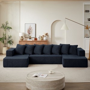 Chenille Sectional Sofa Set with Plush Seating and Fixed Cushions for Versatile Use in Living Room, Bedroom, and Office - 1 of 3