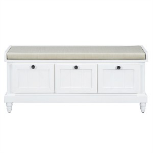 Tramull Classic Shoe Bench with 3 Drawers & Cushion, Fluted Entryway Storage Bench for Hallway, Living Room - 1 of 4
