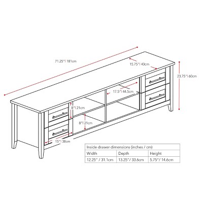 Elegant Black Wood Grain Extra-Wide TV Stand with Nickel Handles