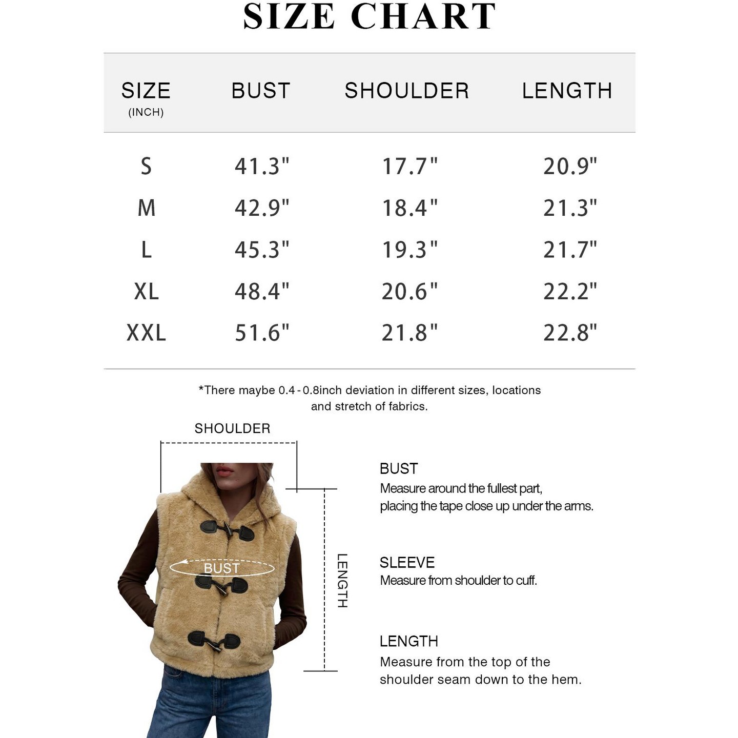 Женский жилет Imily Bela Women Hooded Fuzzy Sleeveless Vest Duffle Button Warm Casual Outerwear With Pockets Brown, цвет: Коричневый — фото 3