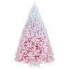 White & Pink Flocked Christmas Tree, Full Branch Tips, Fire-Resistant PVC, Hinged Design with Stable Metal Stand - 3 of 4