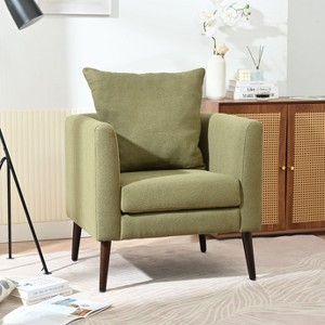 Sapphtopaz Accent Chair Upholstered Comfortable Reading Chair with Wood Legs Lounge Chair Living Room Chair Comfy Chair for Living Room - 1 of 4