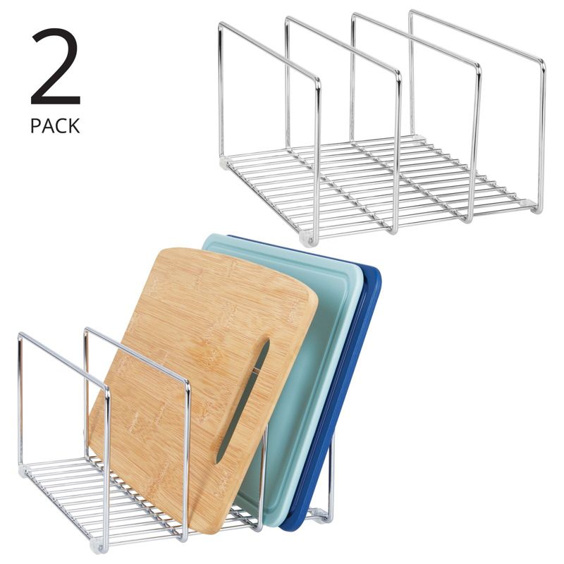 mDesign Steel Cookware Storage Organizer Rack for Kitchen - 2 Pack, 2 of 9