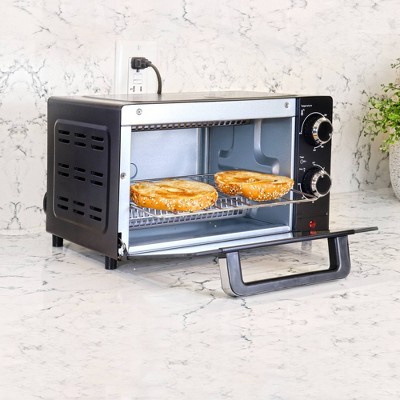 Compact Black Stainless Steel 4-Slice Convection Toaster Oven