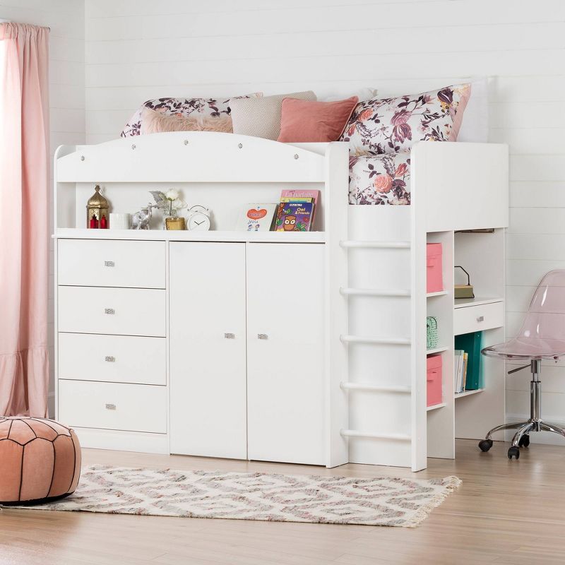 Twin Tiara Kids&#39; Loft Bed with Desk   Pure White  - South Shore, 4 of 11