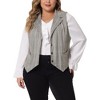 Agnes Orinda Women's Plus Size Retro Eclectic Work Button Steampunk Plaid Suit Vests - 2 of 4